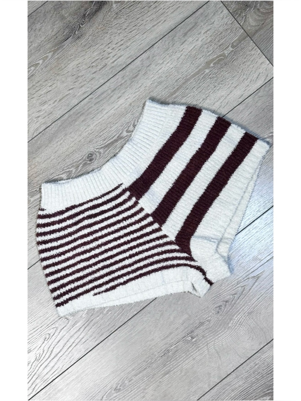 Free People FP Beach Striped Fuzzy Knit Lounge Plush Shorts